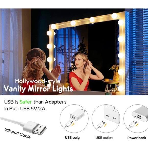 22.6ft Led Vanity Mirror Lights with 14 Dimmable Light Bulbs Makeup Vanity - Picture 7 of 8